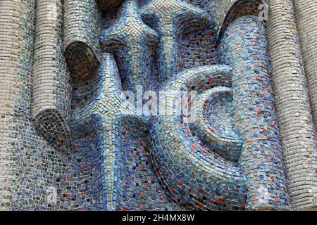 Particolare del mosaico del cinema Prometheus chiamato energia da Ivan Lytovchenko a Pripyat Foto Stock