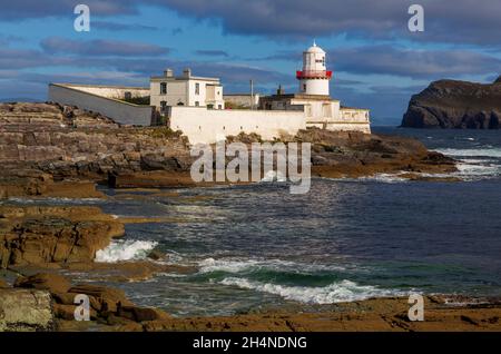 Cromwell Point Lighthouse, Valentia isalnd, County Kerry, Irlanda Foto Stock