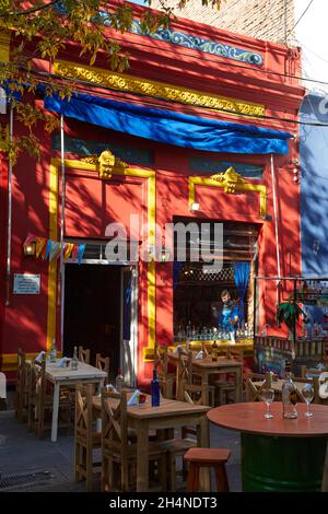 Ristorante colorato, la Boca, Buenos Aires, Argentina, Sud America Foto Stock