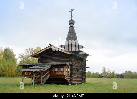 Chiesa di Spaso-Zashiverskaya costruita in legno senza chiodo nel 1600 in Siberia, Russia Foto Stock