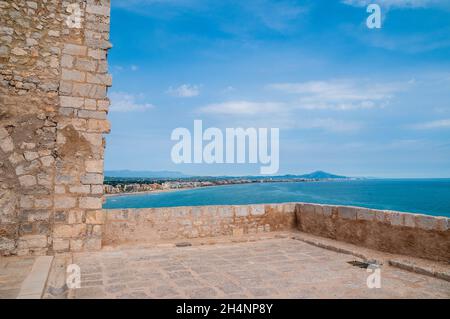 Vista panoramica di Peniscola dal Castello di Peniscola, Spagna Foto Stock