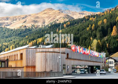 Costruzione del Centro Congressi di Davos luogo del Forum economico Mondiale WEF Foto Stock