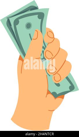 Mano che tiene il denaro nelle mani, relazioni economiche Illustrazione Vettoriale