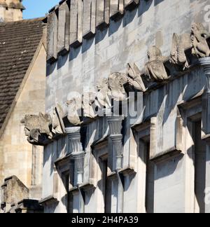 Ogni Oxford College - compreso Magdalen, qui mostrato - ha la sua famiglia di gargoyles molto propria e fantasiosa; per secoli, sono stati KE Foto Stock