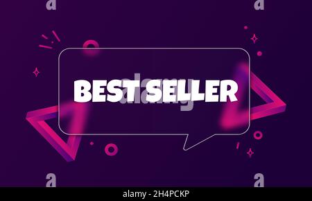 Best seller. Banner fumetto con testo Best seller. Stile glassmorfismo. Per il commercio, il marketing e la pubblicità. Vettore su sfondo isolato. Illustrazione Vettoriale