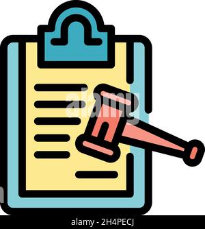 Icona certificato approvato. Profilo certificato Gavel approvato vettore icona colore piatto isolato Illustrazione Vettoriale