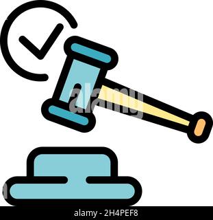 Icona del gavel certificato approvato. Profilo certificato approvato vettore gavel icona colore piatto isolato Illustrazione Vettoriale