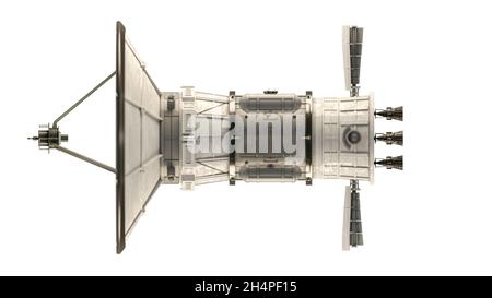 moderno satellite isolato su sfondo bianco illustrazione 3d Foto Stock