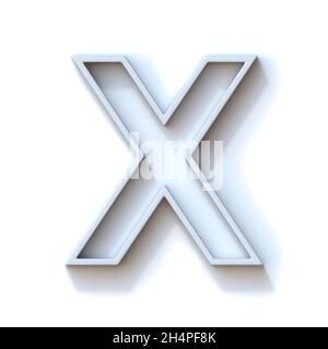 Carattere con contorno estruso grigio con illustrazione di rendering 3D Shadow Letter X isolata su sfondo bianco Foto Stock