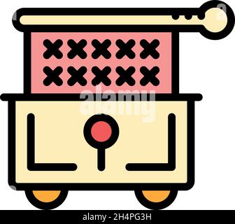 Cuocere in forno l'icona della friggitrice. Contorno cottura friggitrice vettore icona colore piatto isolato Illustrazione Vettoriale