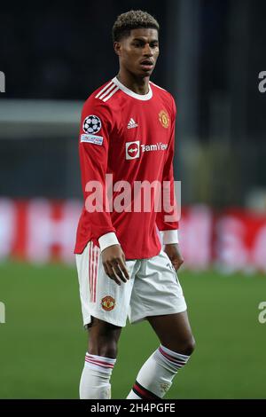 Bergamo, Italia. 2 novembre 2021. Marcus Rashford (Manchester United) durante Atalanta BC vs Manchester United, UEFA Champions League partita di calcio a Bergamo, Italia, novembre 02 2021 Credit: Independent Photo Agency/Alamy Live News Foto Stock