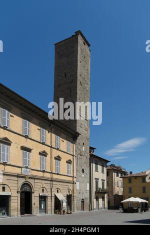 Centro storico; Torre Civica, Città di Castello, Umbria, Italia, Europa Foto Stock