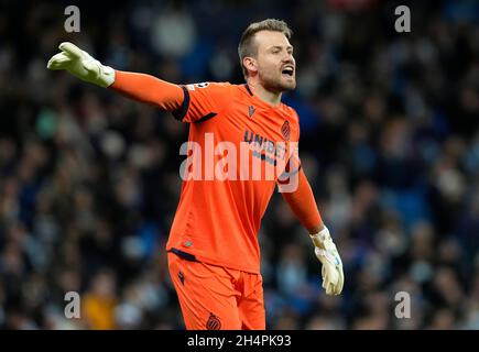 Manchester, Inghilterra, 3 novembre 2021. Simon Mignolet del Club Brugge durante la partita della UEFA Champions League all'Etihad Stadium di Manchester. Il credito d'immagine dovrebbe leggere: Andrew Yates / Sportimage Credit: Sportimage/Alamy Live News Foto Stock