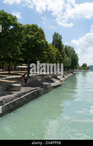 Lungolago, Lago Trasimeno, San Feliciano, Umbria, Italia, Europa Foto Stock