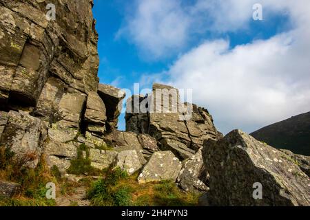 Castle Rock nella Valle delle rocce vicino a Lynmouth nel Parco Nazionale Exmoor North Devon Inghilterra Regno Unito Foto Stock