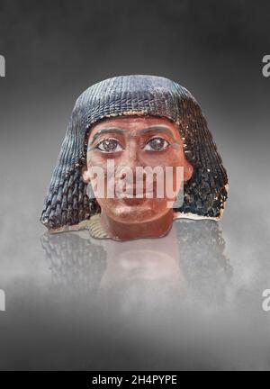 Statua egiziana scultura frammento di un uomo, 1427-1401 AC, 18th Dynasty, Tebe ovest. Museo del Louvre . Foto Stock