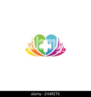 design vettoriale. idea originale del concetto di logo dal logo della comunità medica. salute fisica. Illustrazione Vettoriale
