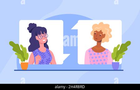 Chattare online con gli amici Illustrazione Vettoriale