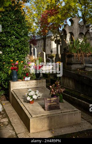 Tomba degli attori di Yves Montand e Simone Signoret, cimitero Pere-Lachaise, Parigi, Francia Foto Stock
