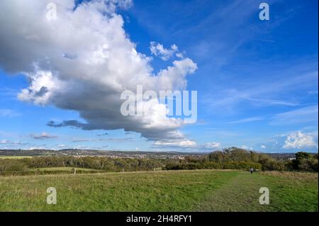 Vista dall'Highdown Hill Worthing West Sussex Foto Stock