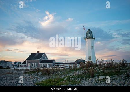 Faro di Scituate in uno spettacolare tramonto a Scituate Massachusetts -04 Foto Stock