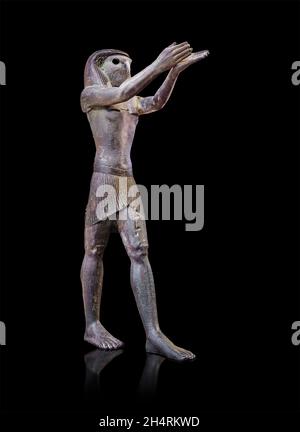 Antica scultura in bronzo egiziano di dio Horus, 1069-664 a.C., . Museo del Louvre inv E7703. Horus o lei, Heru, Hor, Har in antico egiziano, è uno dei th Foto Stock