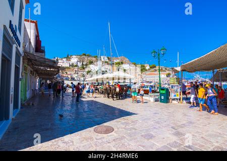 Vista della splendida isola di Hydra, Grecia. Foto Stock