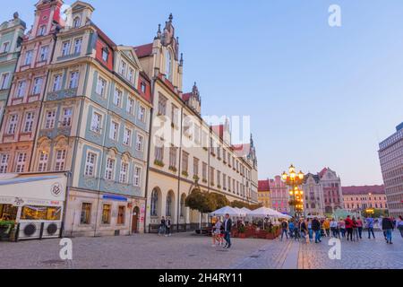 Rynek, piazza del mercato, centro storico, Breslavia, Polonia Foto Stock