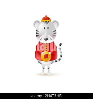 Carino tigre di Capodanno cinese. Illustrazione Vettoriale