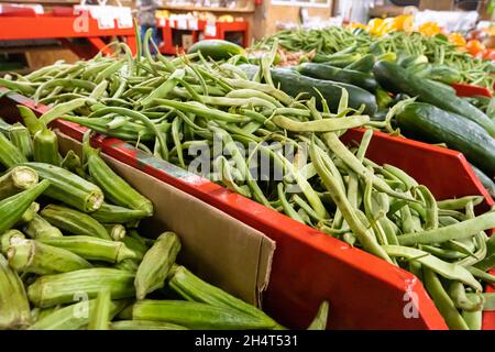 Prodotti freschi al Jaemor Farm Market nella Georgia nord-orientale. (USA) Foto Stock