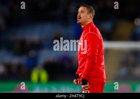 Leicester, Regno Unito. 4 novembre 2021; King Power Stadium, Leicester, Leicestershire, Inghilterra; Europa League Football, Leicester City versus Spartak Mosca; Andrey Yeshchenko di Spartak Mosca credito: Action Plus Sports Images/Alamy Live News Foto Stock