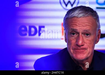 Parigi, Francia. 4 novembre 2021. Conferenza stampa del coach nazionale francese Didier Deschamps, annuncio della lista dei giocatori selezionati per le qualificazioni della Coppa del mondo 2022 il 13 e 16 novembre 2021, alla Federazione di calcio francese il 4 novembre 2021 a Parigi, Francia - Foto: Matthieu Mirville/DPPI/LiveMedia Credit: Agenzia fotografica indipendente/Alamy Live News Foto Stock