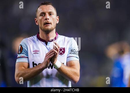 GENK, BELGIO - 4 NOVEMBRE: Vladimir Coufal of West Ham United durante il gruppo H - UEFA Europa League partita tra KRC Genk e West Ham United alla Cegeka Arena il 4 novembre 2021 a Genk, Belgio (Foto di Joris Verwijst/Orange Pictures) Foto Stock