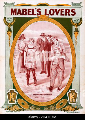 Manifesto del film d'epoca - gli amanti di Mabel (Keystone, 1912). Il suitor sorrised. Foto Stock