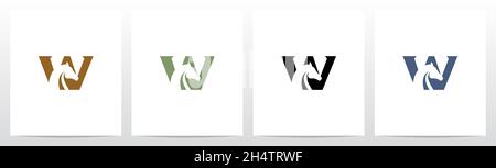 Logo Horse on Letter Design W Illustrazione Vettoriale