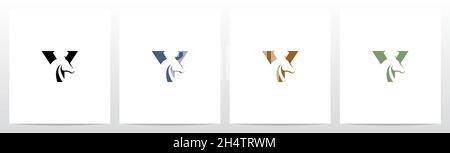 Horse on Letter Logo Design Y Illustrazione Vettoriale