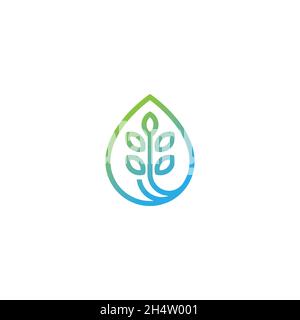 disegno vettore. logo illustrazione forma come una combinazione di piante in acqua gocciolante. Illustrazione Vettoriale