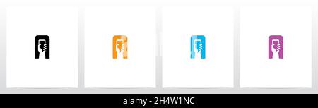 Tenere lo smartphone in mano su Letter Logo Design A. Illustrazione Vettoriale