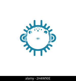 Design vettoriale. Logo forma un semplice logo Puffer Fish. Illustrazione Vettoriale