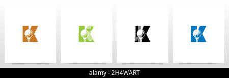 Golf Ball on Letter Logo Design K Illustrazione Vettoriale