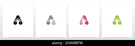 Gecko si trova sulla lettera Logo Design A. Illustrazione Vettoriale