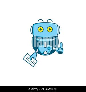 Design vettoriale. Logo forma un robot da ufficio con un foglio di carta. Illustrazione Vettoriale