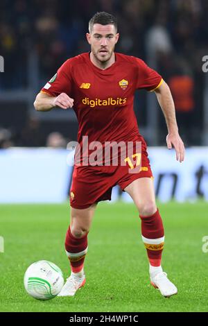 Roma, Lazio. 4 novembre 2021. Jordan Veretout di AS Roma durante la partita della Conference League tra AS Roma e Bodo Glimt allo stadio Olimpico di Roma, Italia, 04 novembre 2021. Fotogrofo01 Credit: Independent Photo Agency/Alamy Live News Foto Stock