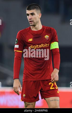 Roma, Lazio. 4 novembre 2021. Gianluca Mancini di AS Roma durante la partita della Conference League tra AS Roma e Bodo Glimt allo stadio Olimpico di Roma, il 4 novembre 2021. Fotogrofo01 Credit: Independent Photo Agency/Alamy Live News Foto Stock