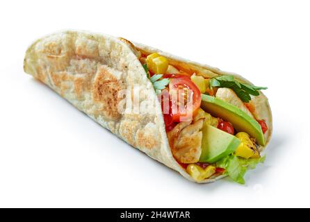 cibo messicano taco isolato su sfondo bianco Foto Stock