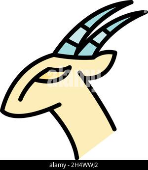 Africa gazelle icona. Contorno africa gazelle vettore icona colore piatto isolato Illustrazione Vettoriale