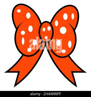 Polka puntino rosso nastro arco, testa decorazione meme illustrazione stock Illustrazione Vettoriale