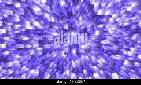 Sfondo grafico astratto in blu - blocchi casuali sfocati in colori variabili focalizzati verso il centro - illustrazione 3D Foto Stock