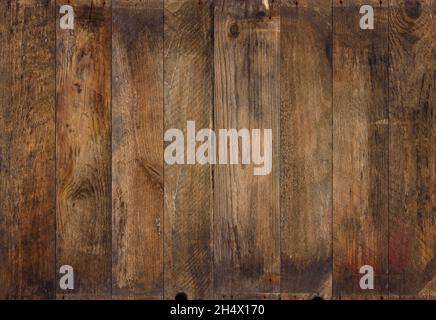 Texture di sfondo in legno vintage. Vecchie tavole grezze con intemperie, sfondo uniforme e nitido. Foto Stock