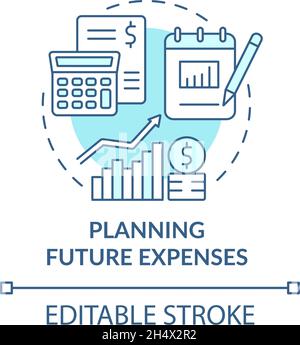Pianificazione spese future icona blu concetto Illustrazione Vettoriale